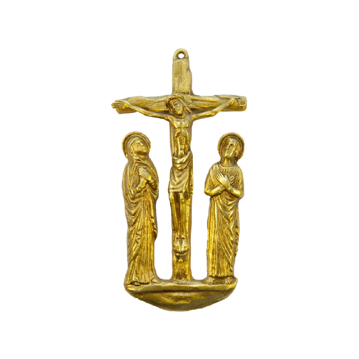 Grand calvaire en bronze – Le Christ entouré de sa Mère et de saint Jean – 18 cm – 0150
