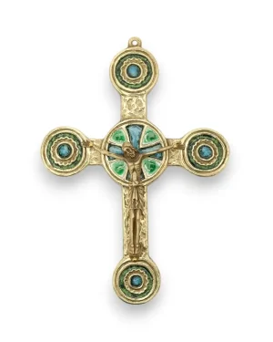 Grand crucifix sur croix murale, croix pommée – 19 cm – 074-90
