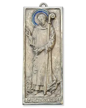 Plaque de saint Benoît en bronze émaillé – 7 x 16,5 cm – 0220