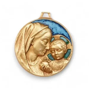 Médaillon de naissance Vierge à l’enfant – 5,5 cm – 0180