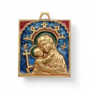 Médaille de berceau Vierge à l’Enfant et Fleur de Lys