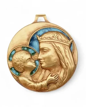 Médaille de berceau Vierge à l’Enfant couronnée – 5,5 cm – 0219