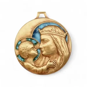 Médaille de berceau Vierge à l’Enfant couronnée – 5,5 cm – 0219