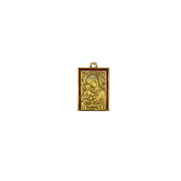 Médaille de berceau Vierge à l’Enfant – Bronze émaillé – 5,5 cm – 037BIS
