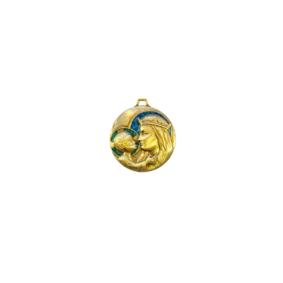 Médaille de berceau Vierge à l’Enfant couronnée – 5,5 cm – 0219