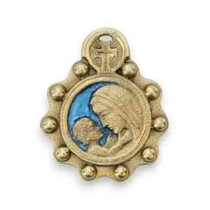 Médaillon Vierge à l’Enfant – Bronze émaillé – 7 cm – 03