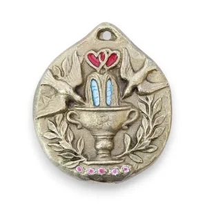 Médaillon de mariage, plaque murale en bronze émaillé – 9cm – 093