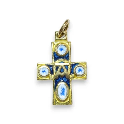 Bijou bronze émaillé en pendentif Alpha & Oméga – 2,7 cm – 0127