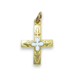 Trèfle et fleur de lys, croix pendentif, bijou médiéval – 3 cm – 0161