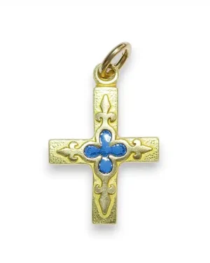 Trèfle et fleur de lys, croix pendentif, bijou médiéval – 3 cm – 0161