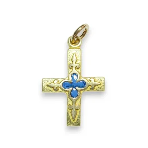 Trèfle et fleur de lys, croix pendentif, bijou médiéval – 3 cm – 0161