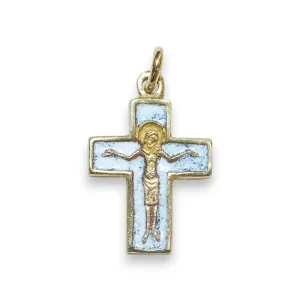 Pendentif crucifix, bijou Christ sur croix émaillée – 2,6 cm – 0181