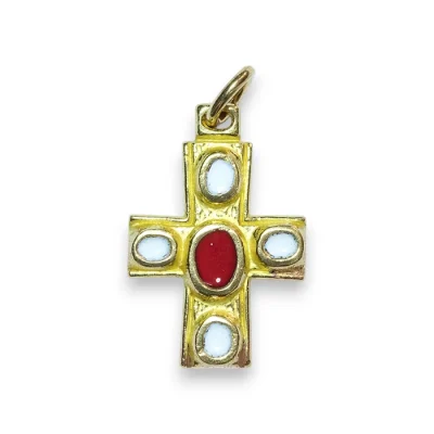 Croix émaillée, croix pendentif, bijou médiéval – 2,7 cm – B6