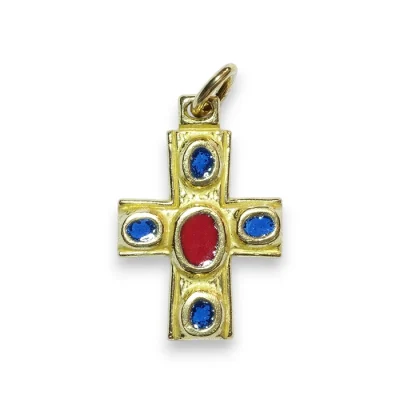Croix émaillée, croix pendentif, bijou médiéval – 2,7 cm – B6