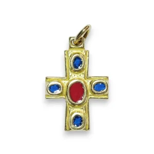 Croix émaillée, croix pendentif, bijou médiéval – 2,7 cm – B6