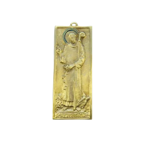 Plaque de saint Benoît en bronze émaillé