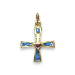 Sacré-Coeur, croix en pendentif, bijou religieux – 2 cm – 0155