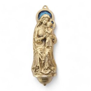 Statuette murale Vierge à l’Enfant en bronce émaillé – 14cm – 0113