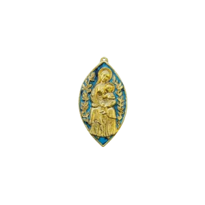 Vierge à l’Enfant, mandorle médiévale en bronze émaillé