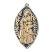 Vierge à l’Enfant, mandorle médiévale en bronze émaillé