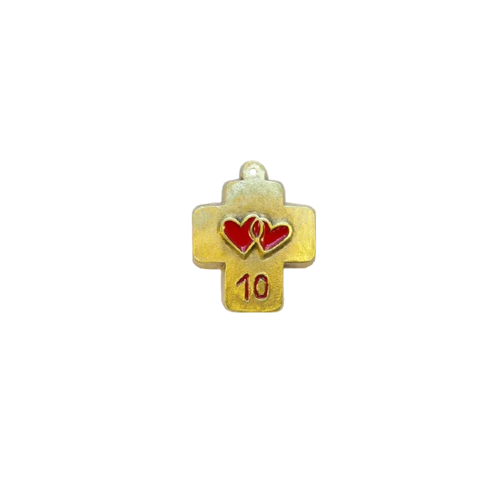 10 ans – Anniversaire de mariage, Croix double cœur – 8 cm – L18
