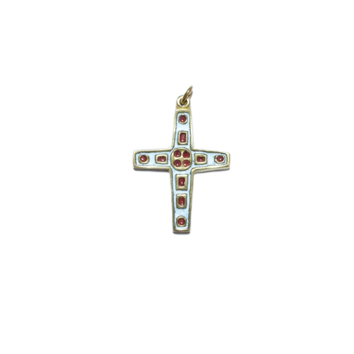 Bijou communion croix émaux – 4,5 cm – 770