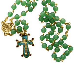 Chapelet en perles d’aventurine – Croix cabochons – CH2-0197