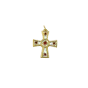 Croix celtique médiévale, bijou émaillé avec cabochons – 4,1 cm – 899 BLANC - Les Tailleurs d'Images