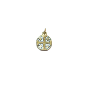 Croix de Jérusalem en médaillon, bijou religieux – 2 cm – 091