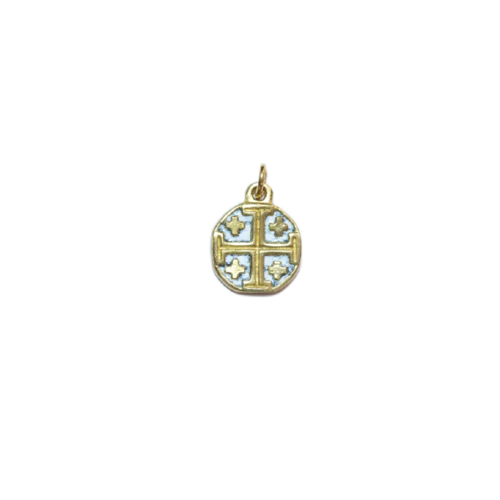 Croix de Jérusalem en médaillon, bijou religieux – 2 cm – 091