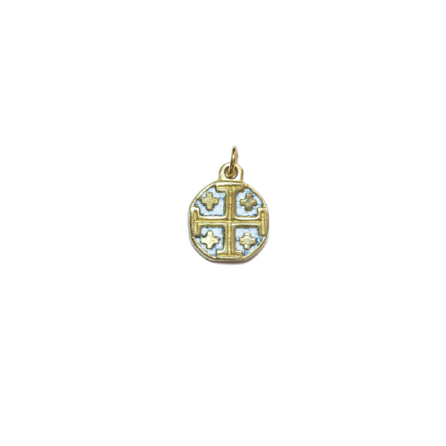 Croix de Jérusalem en médaillon, bijou religieux – 2 cm – 091 - BLANC - Les Tailleurs d'Images