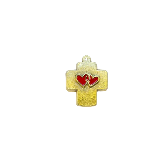 Croix de mariage, double cœur saint Valentin – 8 cm – L17