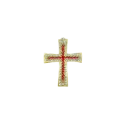 Croix enflammée, symbole du Saint-Esprit, en bronze émaillé – 10 cm – 960 BLANC - Les Tailleurs d'Images