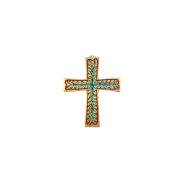 Croix enflammée, symbole du Saint-Esprit, en bronze émaillé – 10 cm – 960 ROUGE - Les Tailleurs d'Images