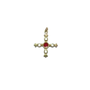 Croix fleuronnée ou fleurdelisée et cabochons – 3,9 cm – B3 BLANC_- Les Tailleurs d'Images