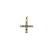 Croix fleuronnée ou fleurdelisée et cabochons – 3,9 cm – B3 ROUGE_- Les Tailleurs d'Images