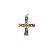 Croix médiévale, émaillée avec cabochons – 5 cm – 862 rouge - Les Tailleurs d'Images