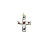 Croix pendentif - Bronze émaillé - 4,7 cm BLANC - Les Tailleurs d'Images