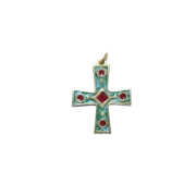 Croix pendentif - Bronze émaillé - 4,7 cm VERT - Les Tailleurs d'Images