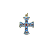 Croix, pendentif émaillé et cabochons
