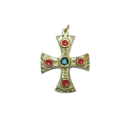 Croix pendentif, motif médiéval – 6,2 cm – 880 ROUGE - Les Tailleurs d'Images