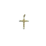 Crucifix d'inspiration médiévale - bijou en bronze et émaux - 3,7 cm - 0202 blanc_ Les Tailleurs d'Images