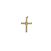 Crucifix d'inspiration médiévale - bijou en bronze et émaux - 3,7 cm - 0202 vert - Les Tailleurs d'Images