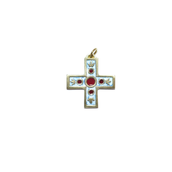 Fleur de Lys sur pendentif croix, bijou médiéval religieux – 4,3 cm – 938