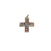 Fleur de Lys sur pendentif croix, bijou médiéval religieux – 4,3 cm – 938 ROUGE_- Les Tailleurs d'Images