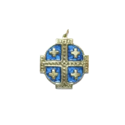 Médaille Croix de Jérusalem, bijou religieux – 5,5 cm – 876 BLEU - Les Tailleurs d'Images