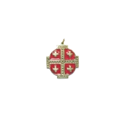 Médaille Croix de Jérusalem, bijou religieux – 5,5 cm – 876 ROUGE - Les Tailleurs d'Images