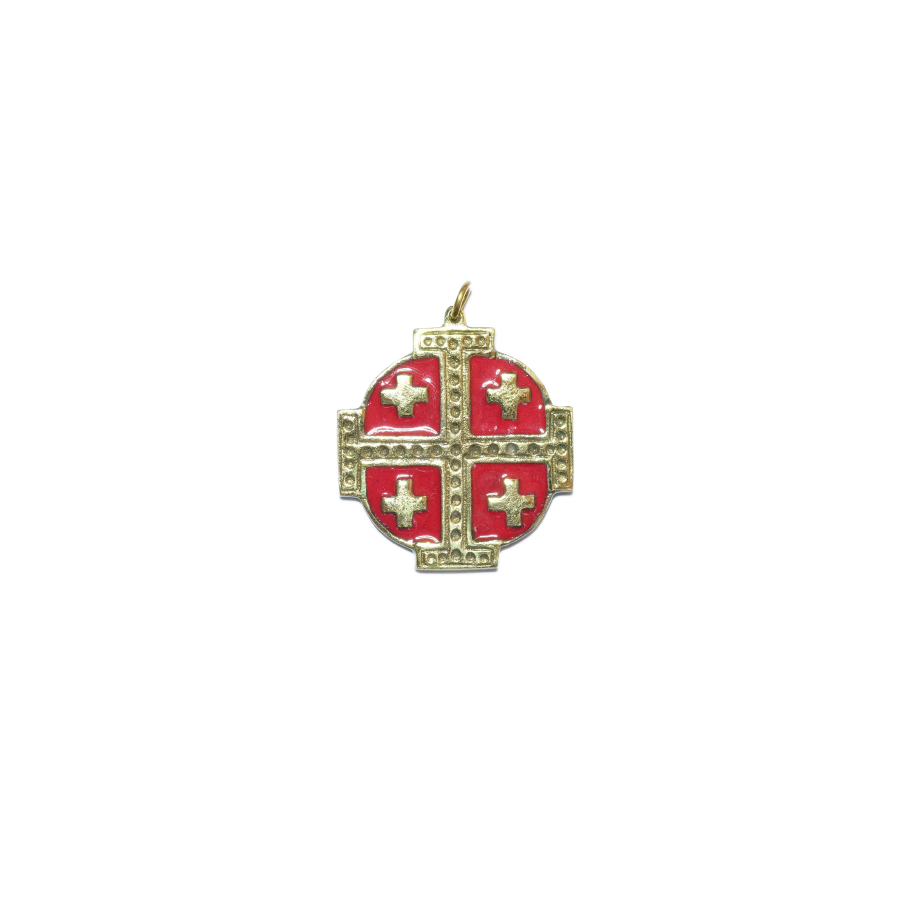 Médaille Croix de Jérusalem, bijou religieux – 5,5 cm – 876 ROUGE - Les Tailleurs d'Images