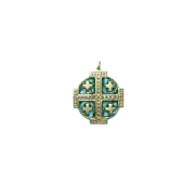 Médaille Croix de Jérusalem, bijou religieux – 5,5 cm – 876 VERT - Les Tailleurs d'Images