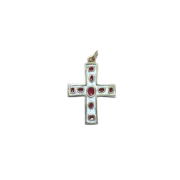 Pendentif communion croix et émaux